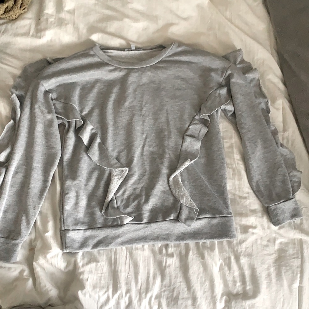 Grey Sweater with Ruffles